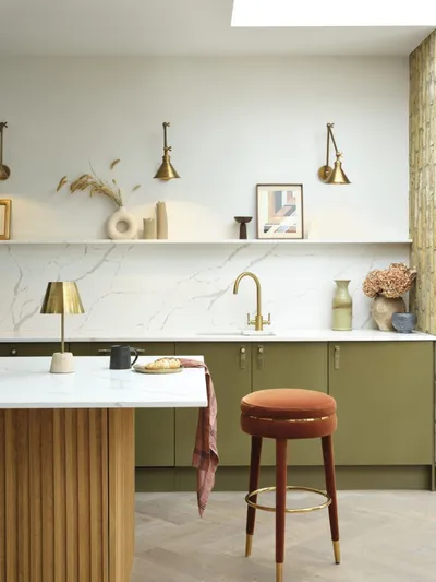 Pooky Twinky Larger Cordless Wall Light in Antique Brass 120 Quarry Cordless Table Lamp in Natural 100 with 16cm Empire Ruckle Shade 53 scaled e1718197913147 1