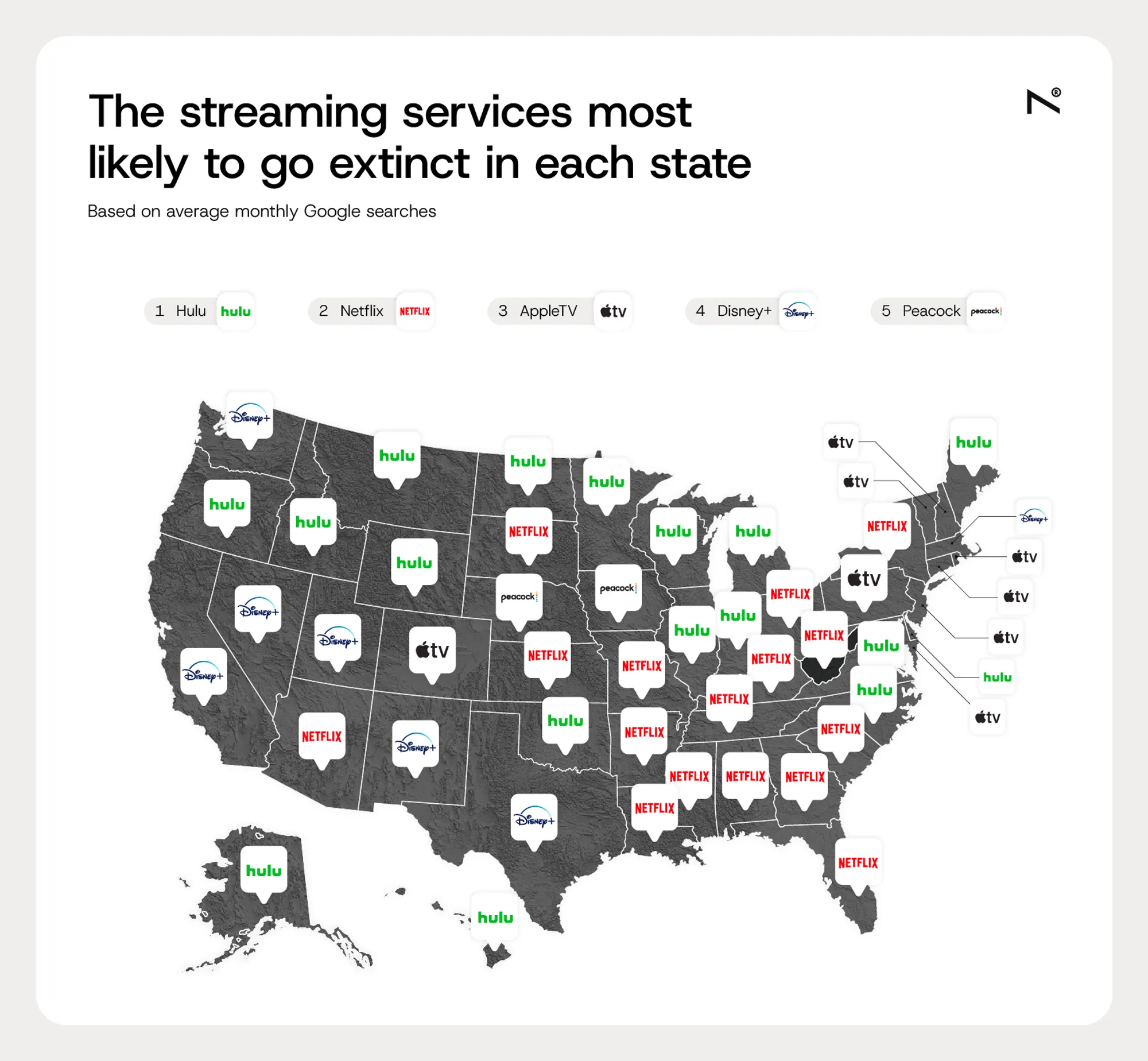 Rise at seven us trends report most searched streaming service map